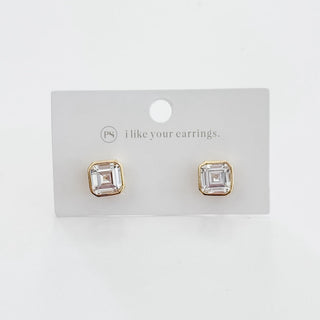 Bezel Diamond Stud Earrings - WATERPROOF