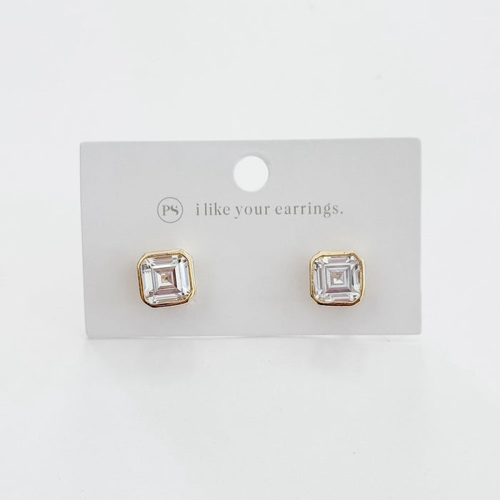 Bezel Diamond Stud Earrings - WATERPROOF - Glamourous Grace