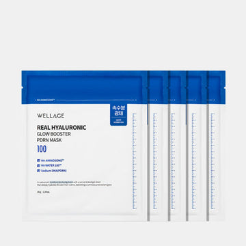 WELLAGE Real Hyaluronic Glow Booster PDRN Mask 38ml X 5ea - Glamourous Grace