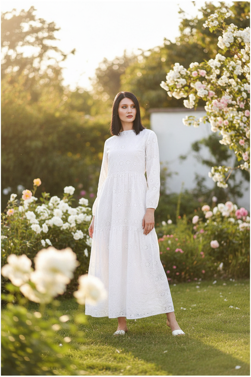 White Cotton Sienna Midi Dress - Glamourous Grace