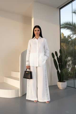 White Embroidered Set - Front