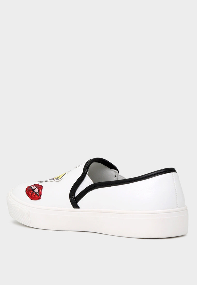 White Slip On Patchwork Sneakers - Glamourous Grace