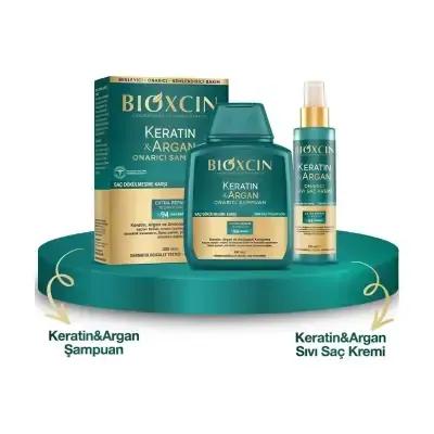 Bioxcin Keratin & Argan Hair Care Set: Repair, Strengthen & Prevent Hair Loss - Sulfate Free Shampoo & Leave-In Conditioner for Damaged Hair - Glamourous Grace