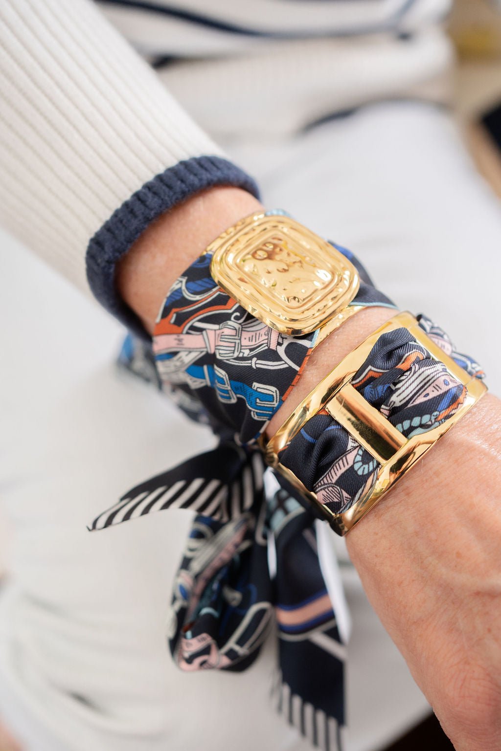 Wide Gold Scarf Cuff - Evie - Glamourous Grace