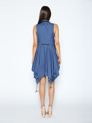 Wide Hem Sleeveless Denim Dress