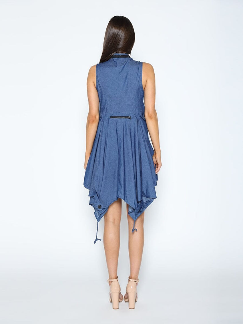 Wide Hem Sleeveless Denim Dress