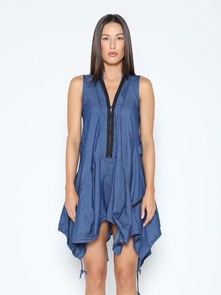 Wide Hem Sleeveless Denim Dress