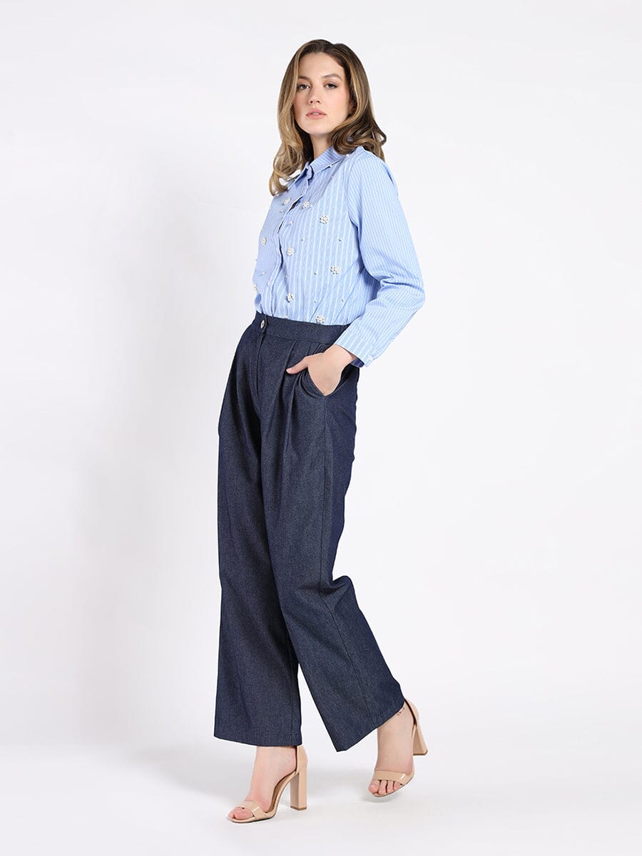 Wide-Leg Denim Pants - Glamourous Grace