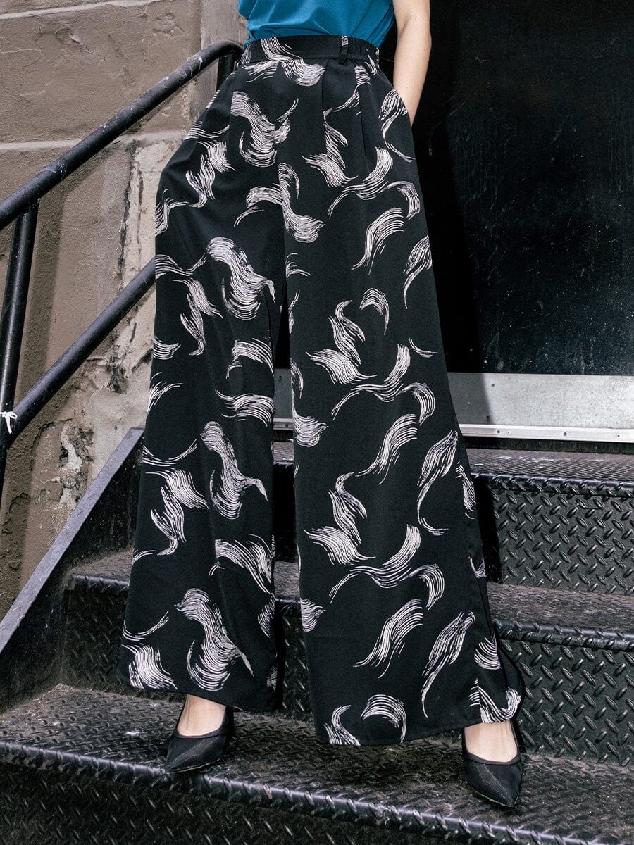 Wide Leg Prinetd Viscose Pants - Glamourous Grace