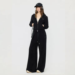 Women's Knitted Hooded Cardigan Jacket and Trousers Tracksuit Set