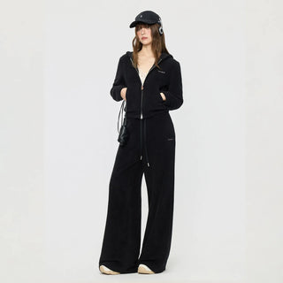 Women's Knitted Hooded Cardigan Jacket and Trousers Tracksuit Set