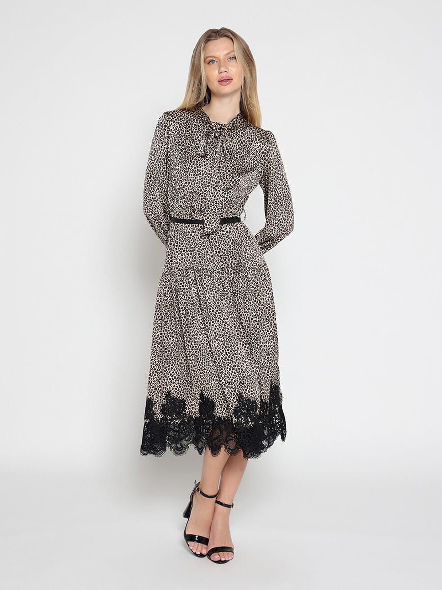 Women's Leopard Silk Casual Dress - Glamourous Grace
