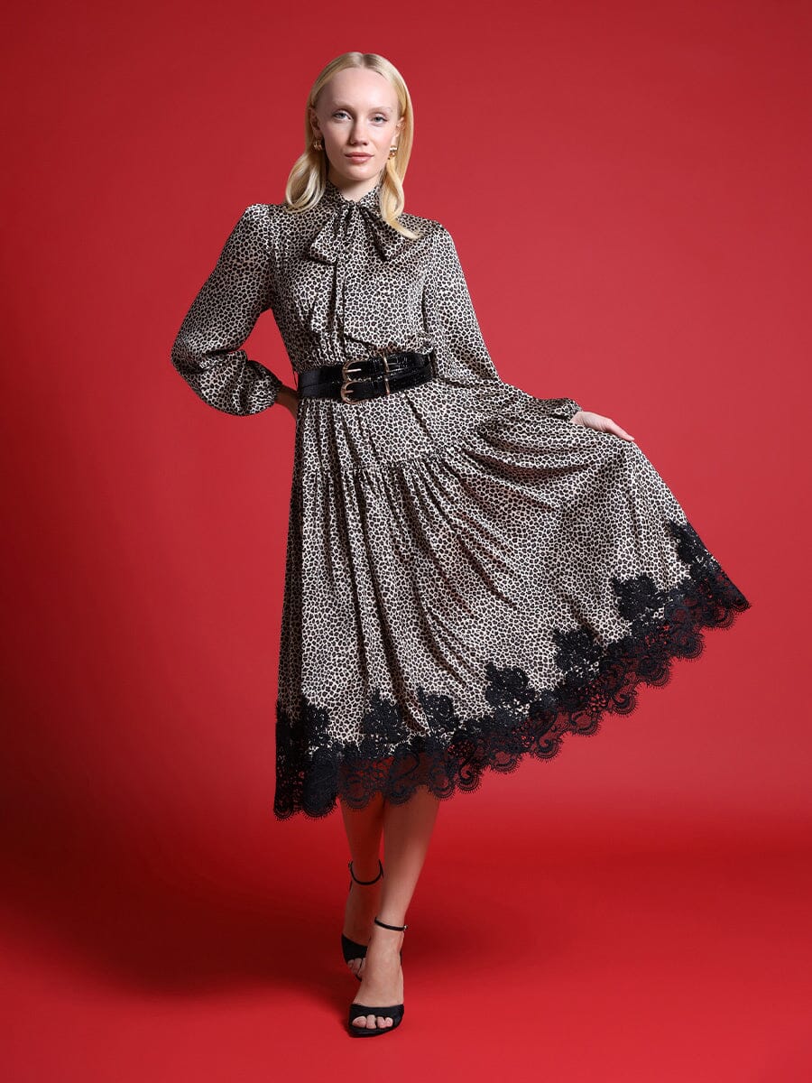 Women's Leopard Silk Casual Dress - Glamourous Grace