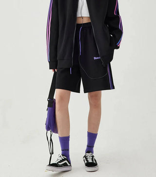 Women's Loose Fit Hooded Zipper Jacket and Straight Trousers Set