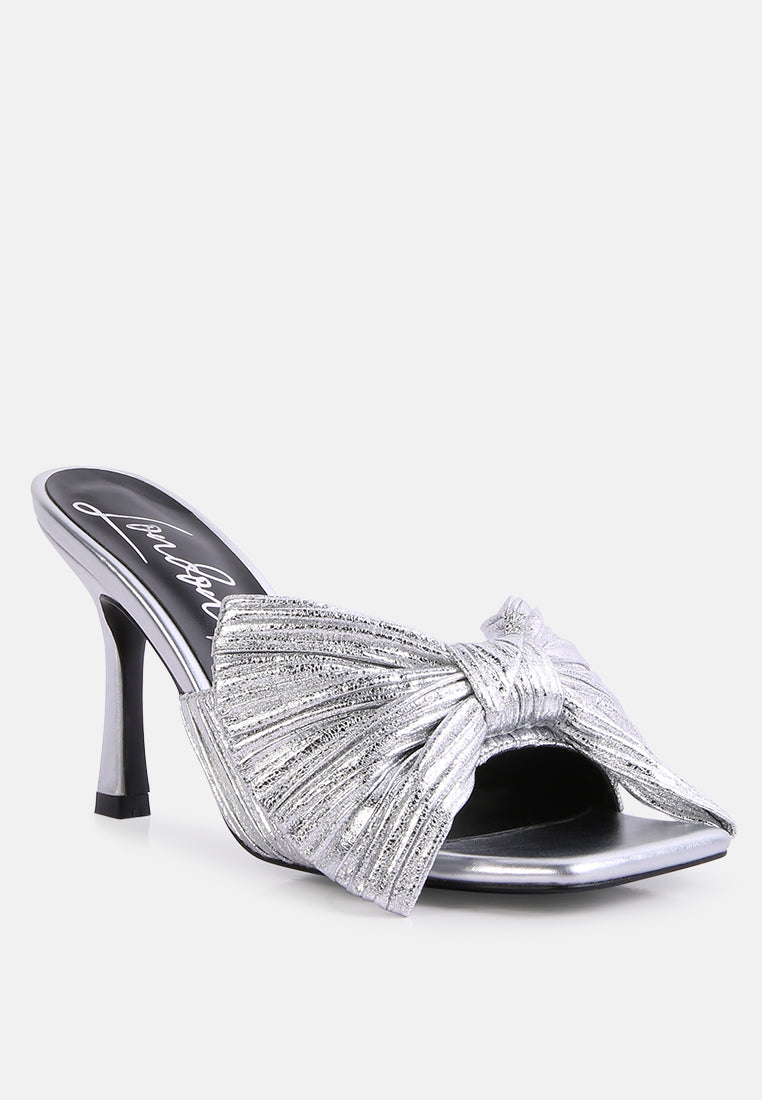 Wonderbuz High Heeled Bow Slider Sandals - Glamourous Grace