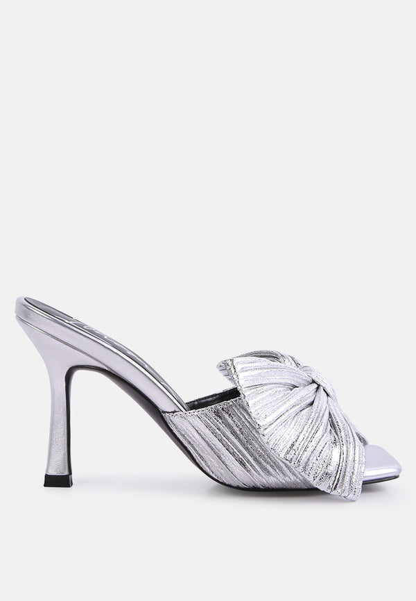 Wonderbuz High Heeled Bow Slider Sandals - Glamourous Grace