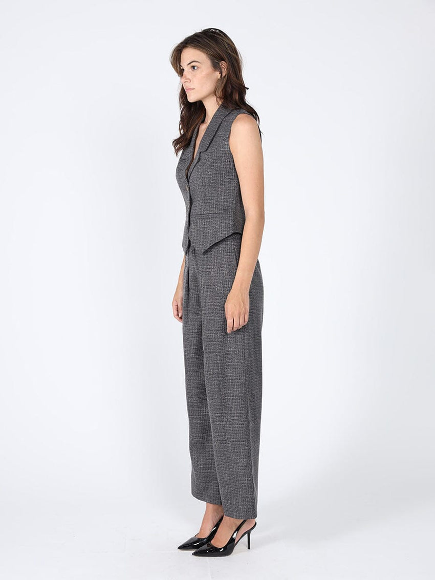 Woven fabric button open vest