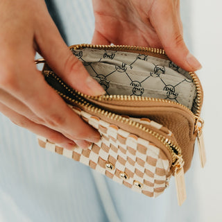 Woven Cameron Double Zip Clippable Card Wallet