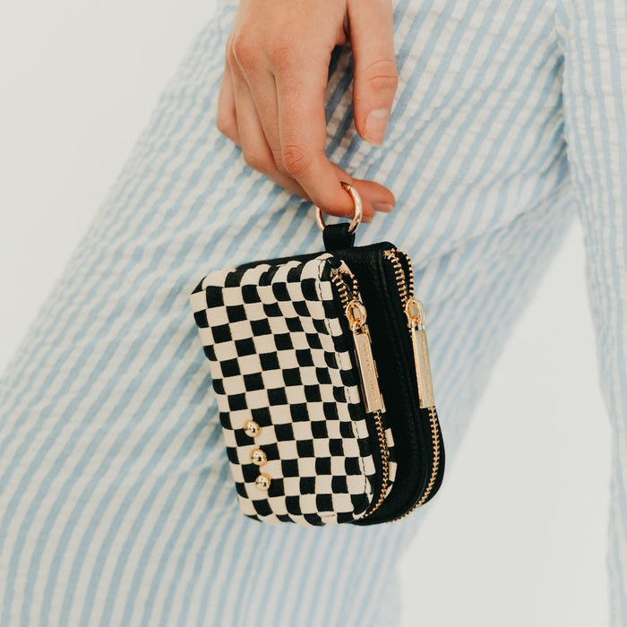 Woven Cameron Double Zip Clippable Card Wallet - Glamourous Grace