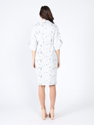 Wrap denim V-collar neck dress