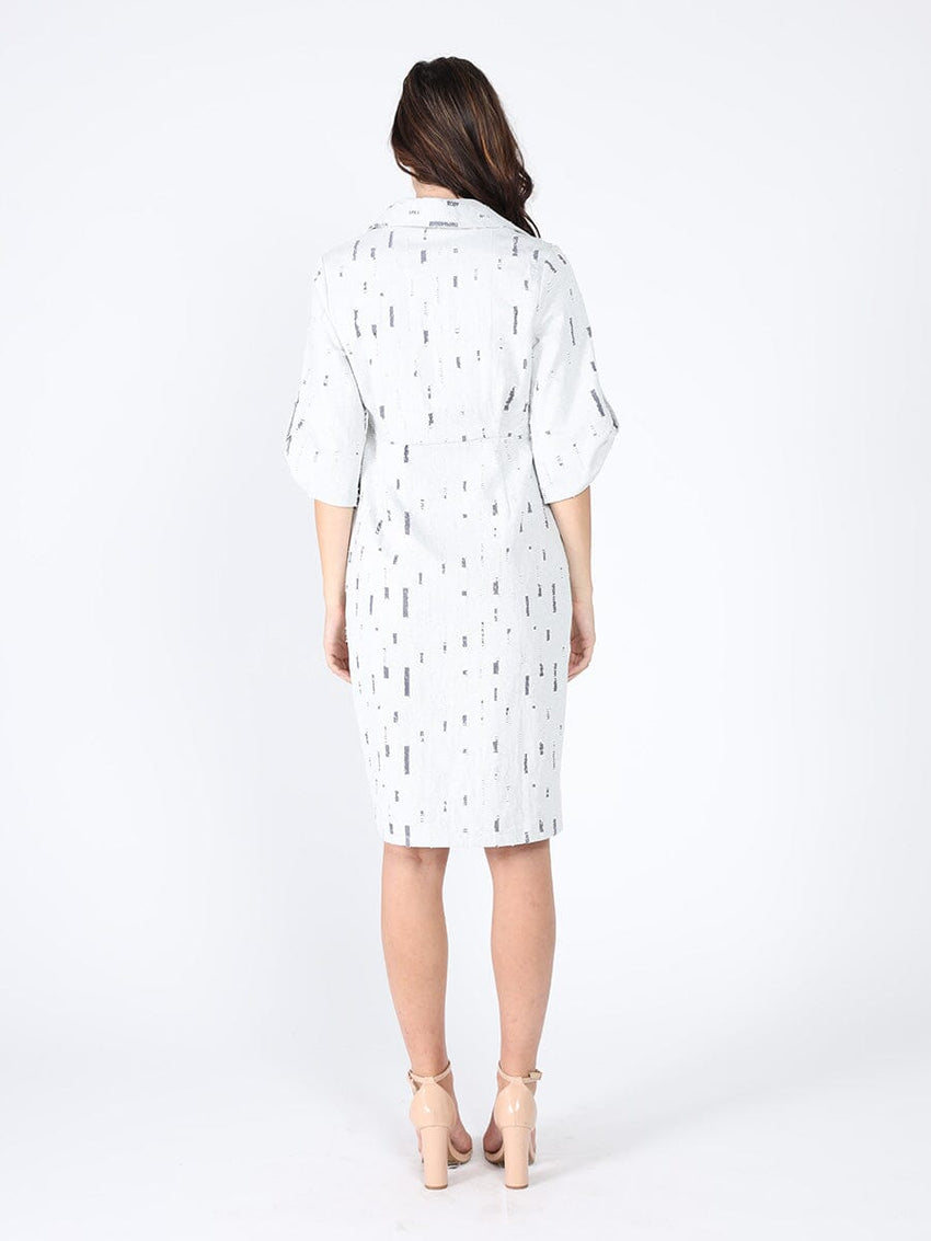 Wrap denim V-collar neck dress