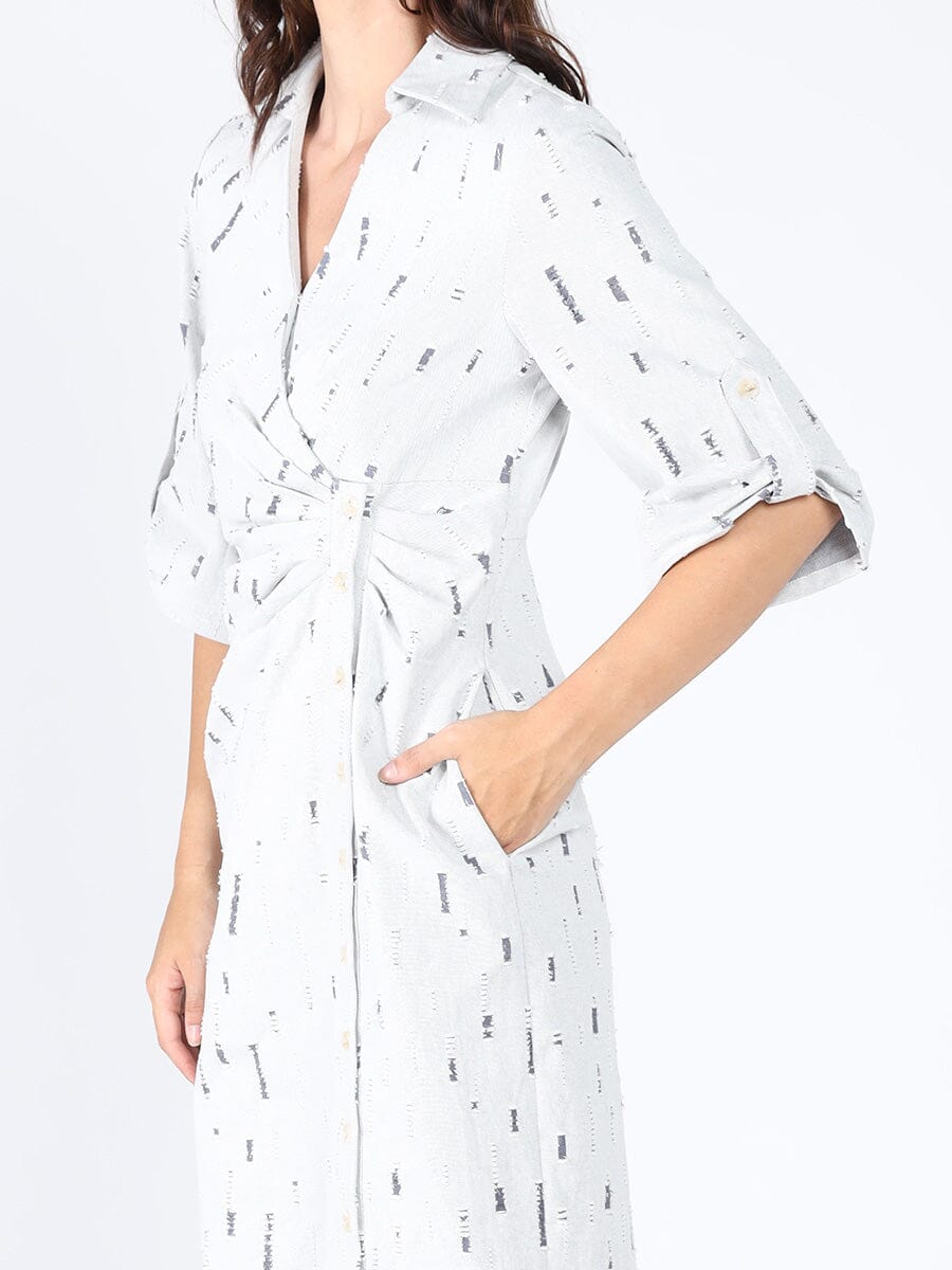 Wrap denim V-collar neck dress - Glamourous Grace