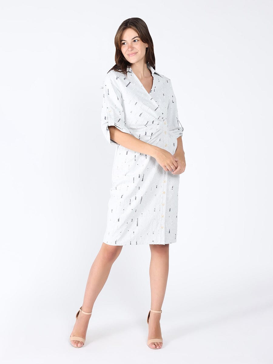 Wrap denim V-collar neck dress - Glamourous Grace