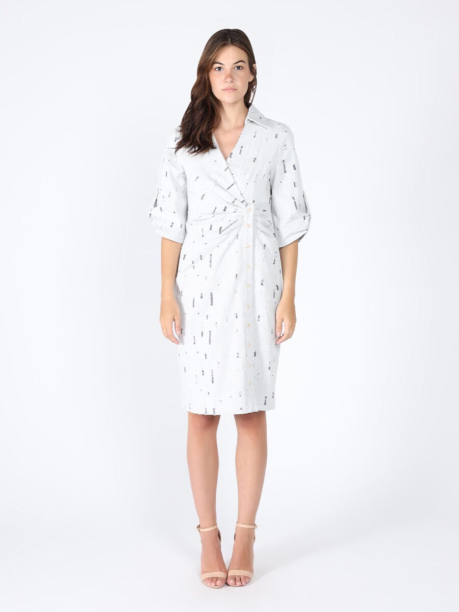 Wrap denim V-collar neck dress - Glamourous Grace