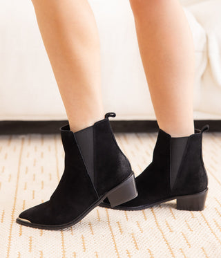 Wylie Suede Ankle Boot in Black - Glamourous Grace