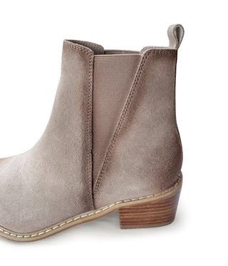 Wylie Suede Ankle Boot in Taupe - Glamourous Grace