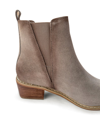 Wylie Suede Ankle Boot in Taupe - Glamourous Grace