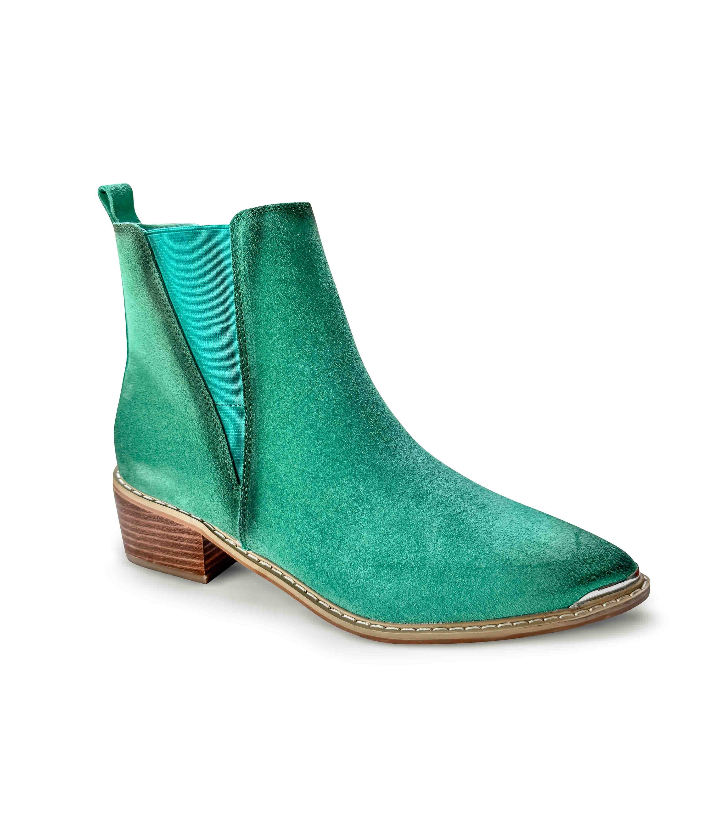 Wylie Suede Ankle Boot in Teal - Glamourous Grace