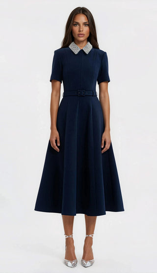 Xena S/S Midi – Navy Blue - Glamourous Grace