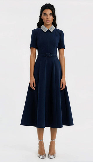 Xena S/S Midi – Navy Blue - Glamourous Grace