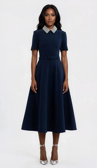 Xena S/S Midi – Navy Blue - Glamourous Grace