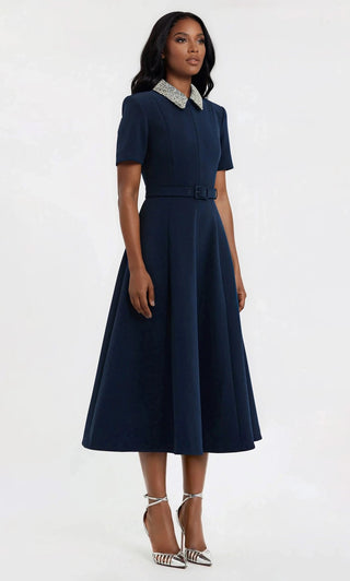 Xena S/S Midi – Navy Blue - Glamourous Grace