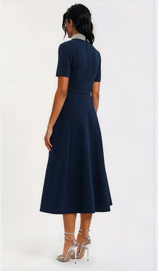 Xena S/S Midi – Navy Blue - Glamourous Grace