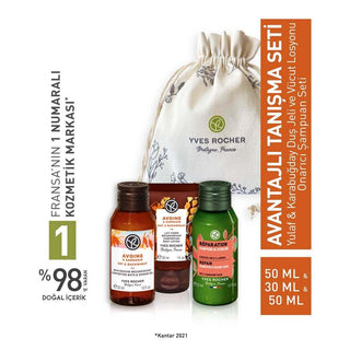 Yves Rocher Travel Size Personal Care Set - Oat & Buckwheat Skincare, Prebiotic Shampoo for Damaged Hair - Glamourous Grace