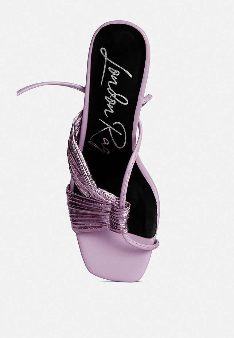 Xuxa Metallic Tie Up Italian Block Heel Sandals - Glamourous Grace