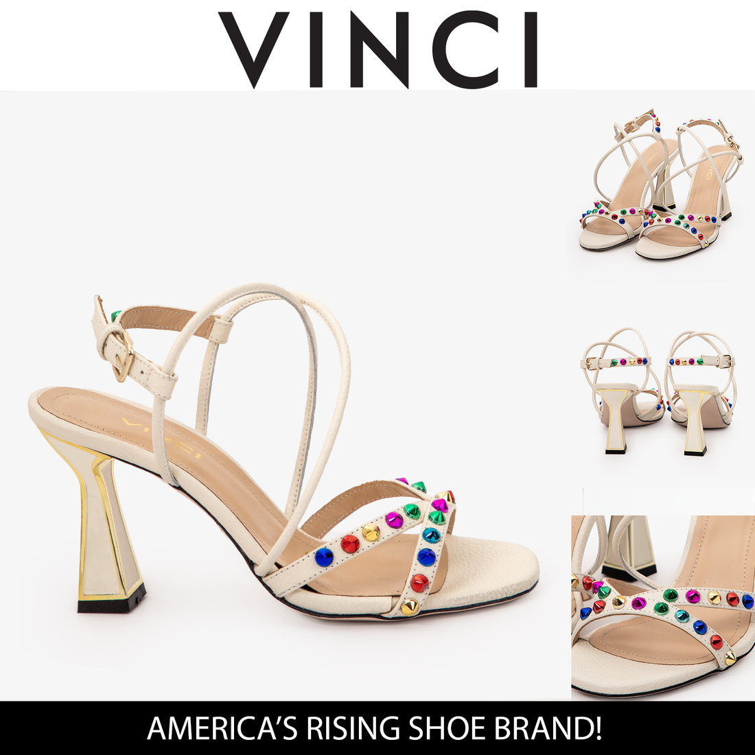The Aurora Cream Leather Strappy Women Sandal - Glamourous Grace