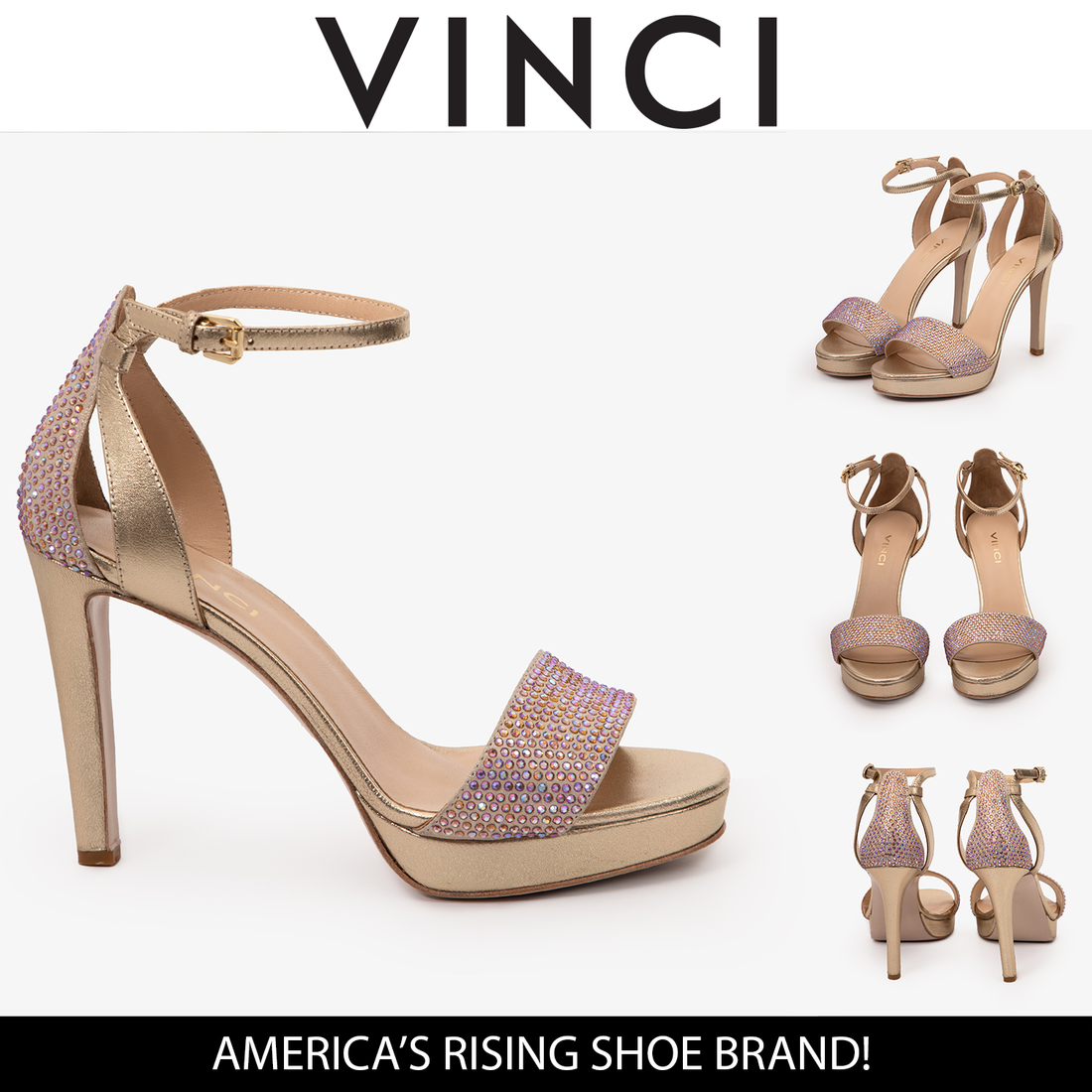 The Mars Platform Heel Gold Leather Women's Sandal - Glamourous Grace LLC