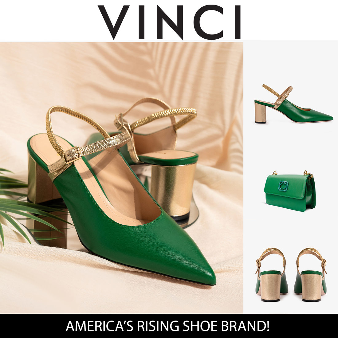 The Pompei Green Leather Women Slingback Sandal - Glamourous Grace