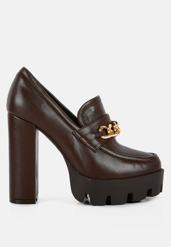 Y2K Chunky High Block Heeled Loafers - Glamourous Grace