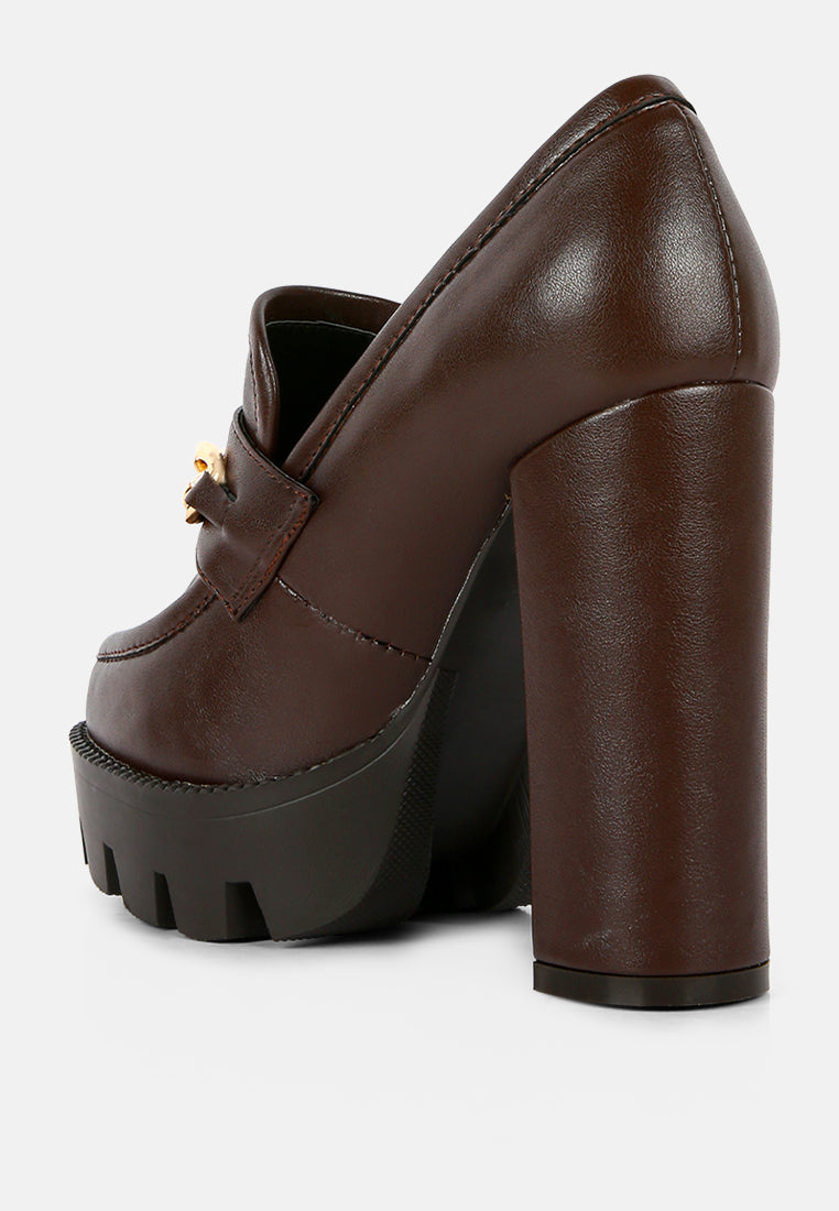 Y2K Chunky High Block Heeled Loafers - Glamourous Grace