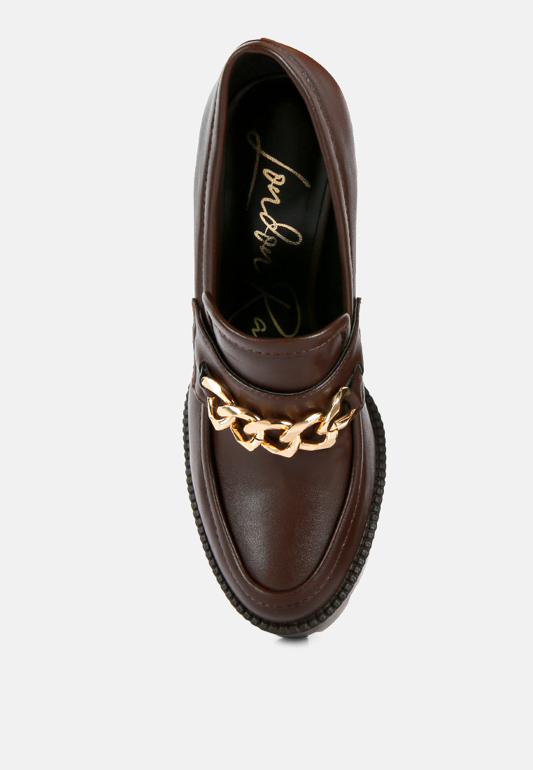 Y2K Chunky High Block Heeled Loafers - Glamourous Grace