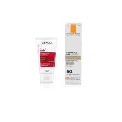 Vichy Skincare and Haircare Bundle - Vichy Dercos Energy+ Shampoo & La Roche Posay Anthelios Age Correct Cream - Glamourous Grace