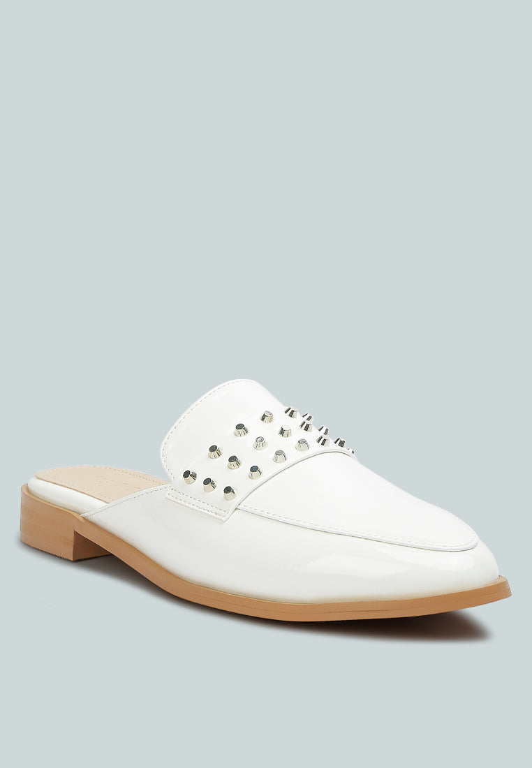 Yashta Patent Studded Flat Mules - Glamourous Grace