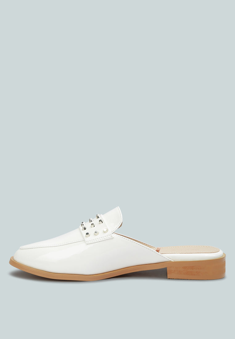 Yashta Patent Studded Flat Mules - Glamourous Grace