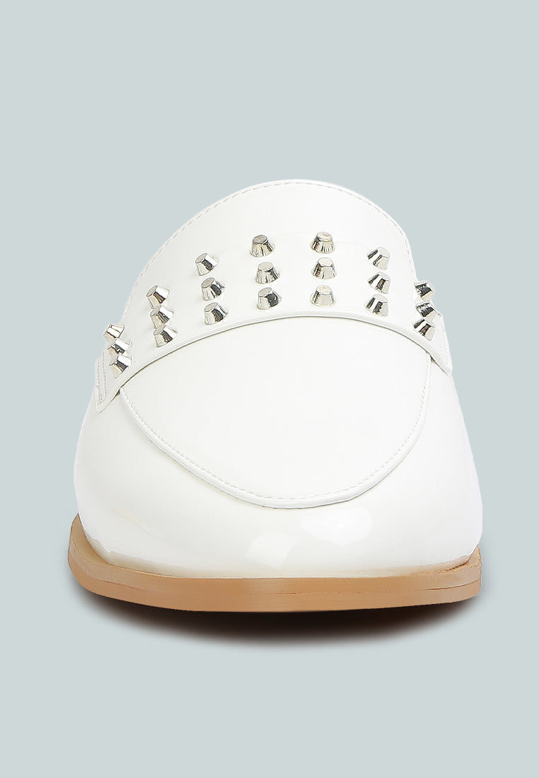 Yashta Patent Studded Flat Mules - Glamourous Grace