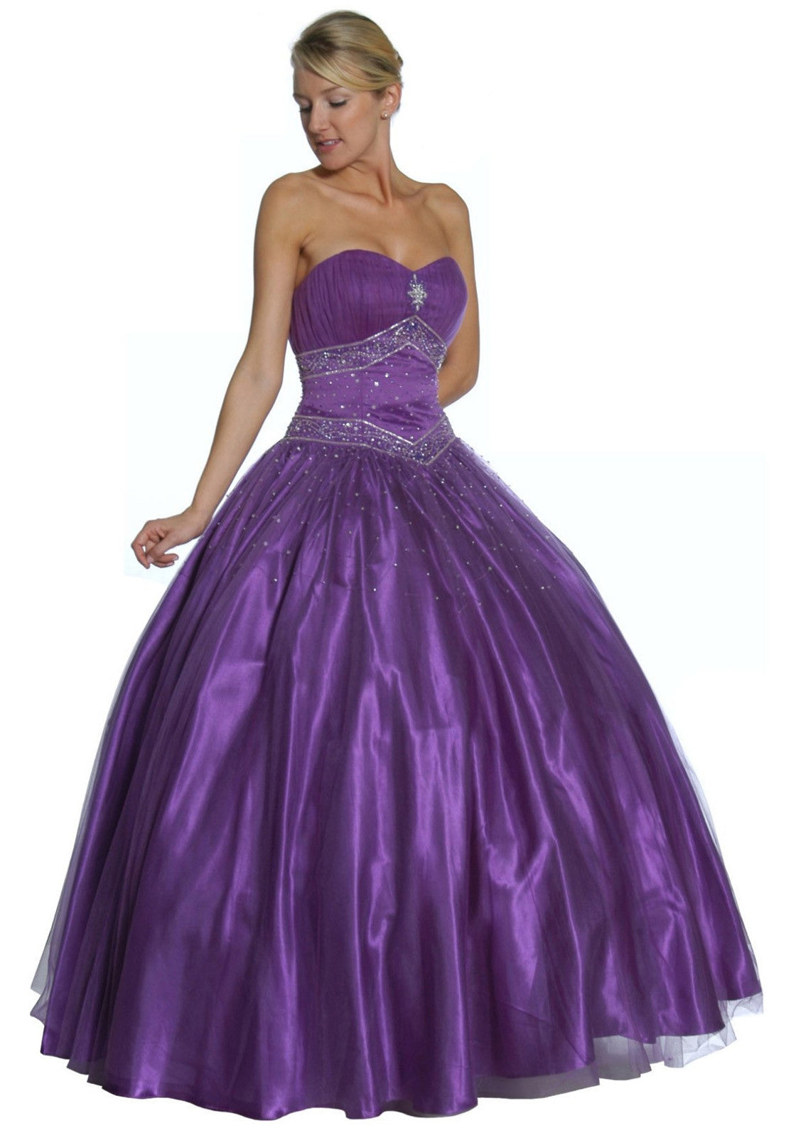 CLEARANCE - Juliet 1093 Princess Ball Gown Sweetheart Bead Lace Up Back - Glamourous Grace
